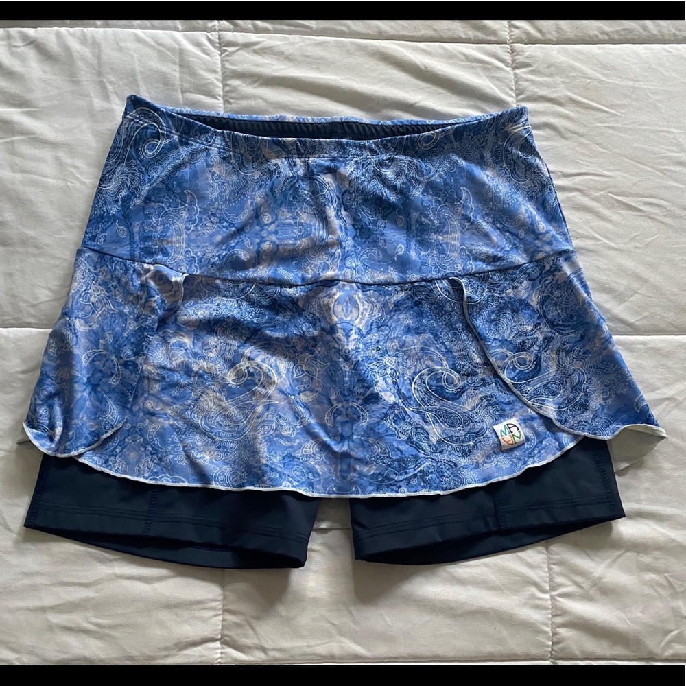 Mana Threads Blue Flared Running Skirt/Skort Sz L